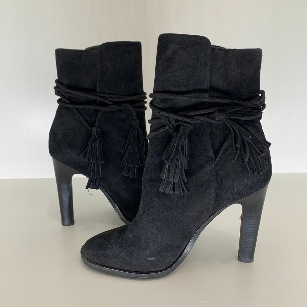 JOIE Black Chap Suede Tassel Bootie